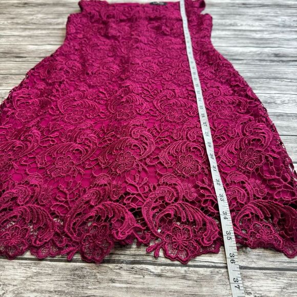 Lauren Ralph Lauren Women's Lace Overlay Mini Dress Berry Bright Fuchsia Pink 4 - Picture 12 of 14